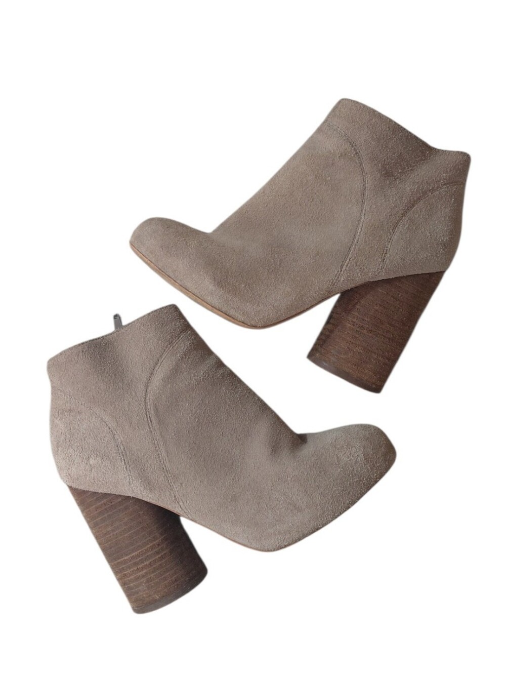 Jeffrey Campbell Hanger Taupe Suede Round Heel Ankle Boots Size 7 Tan Booties